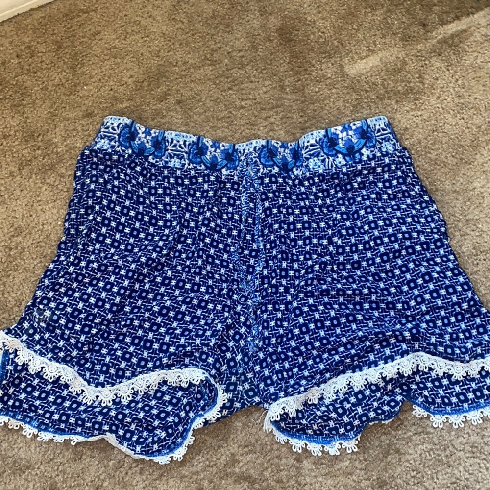 Blue Flowy Shorts